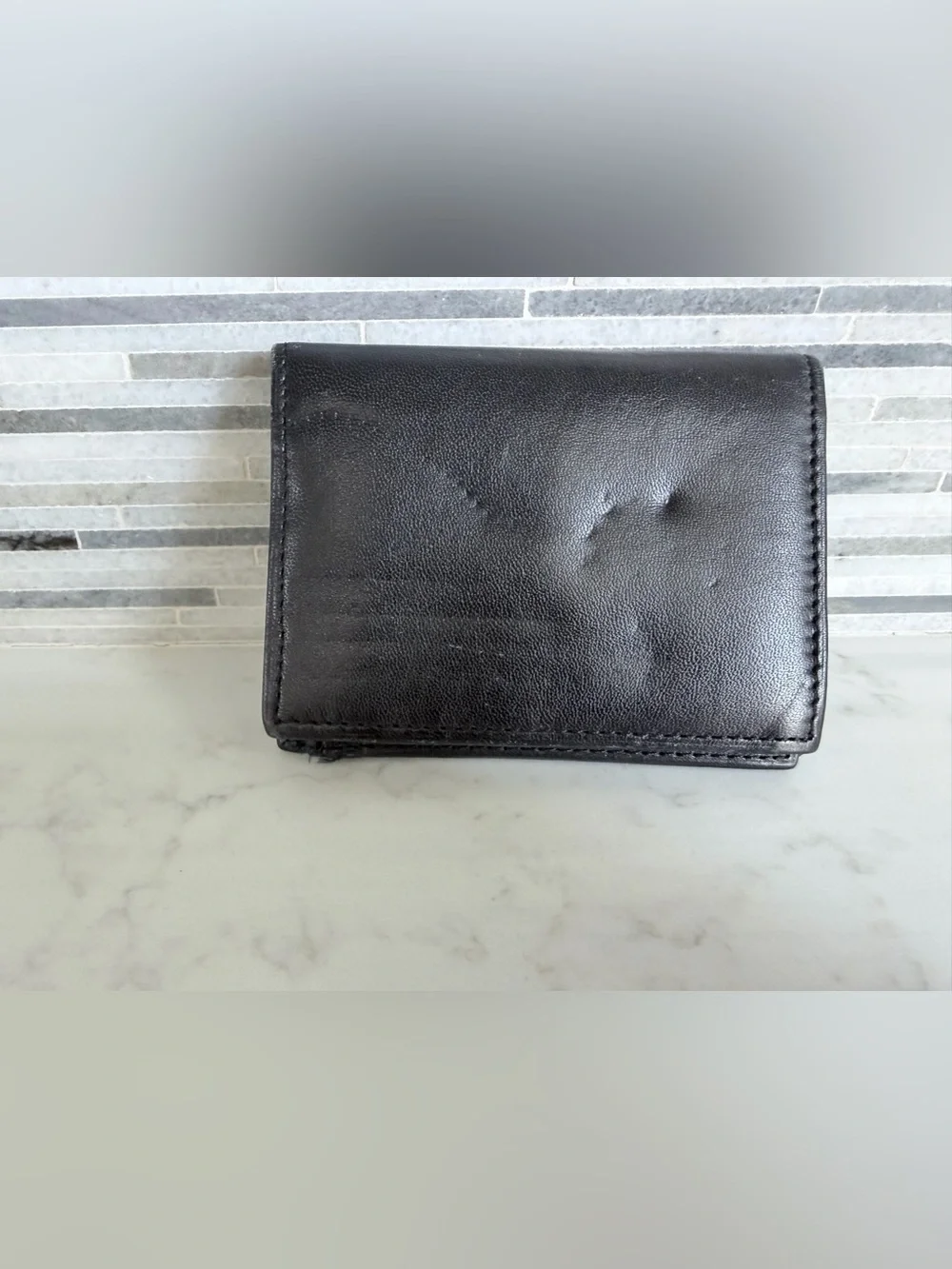 Men's Black Leather Wallet - Classic Minimal Design